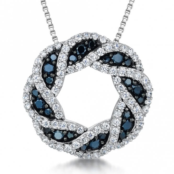 Silver and Cubic Zirconia Circle Pendant and Chain by Jools