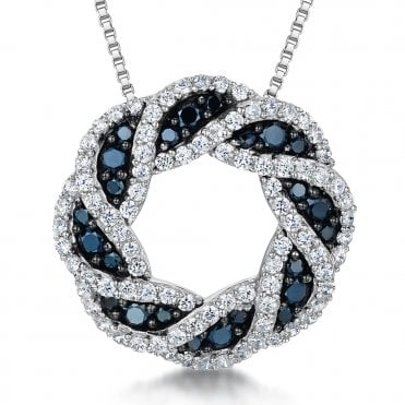Silver and Cubic Zirconia Circle Pendant and Chain by Jools