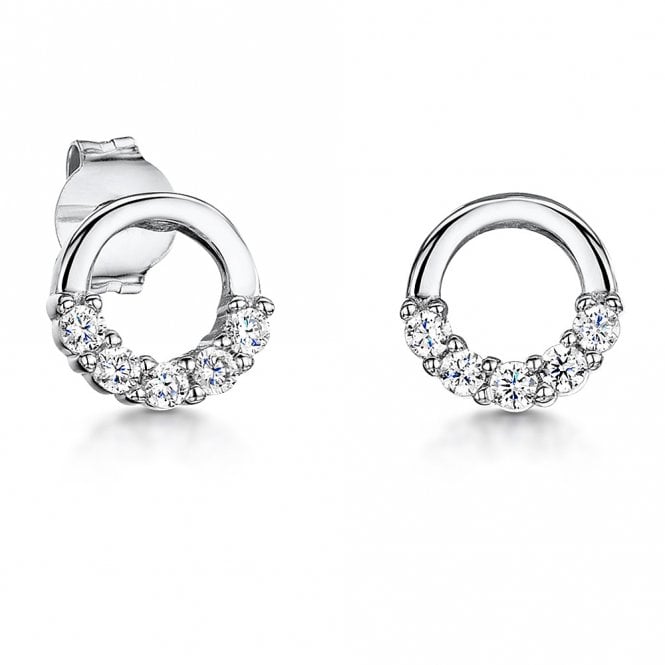 Silver and cubic zirconia circle stud earrings by Jools