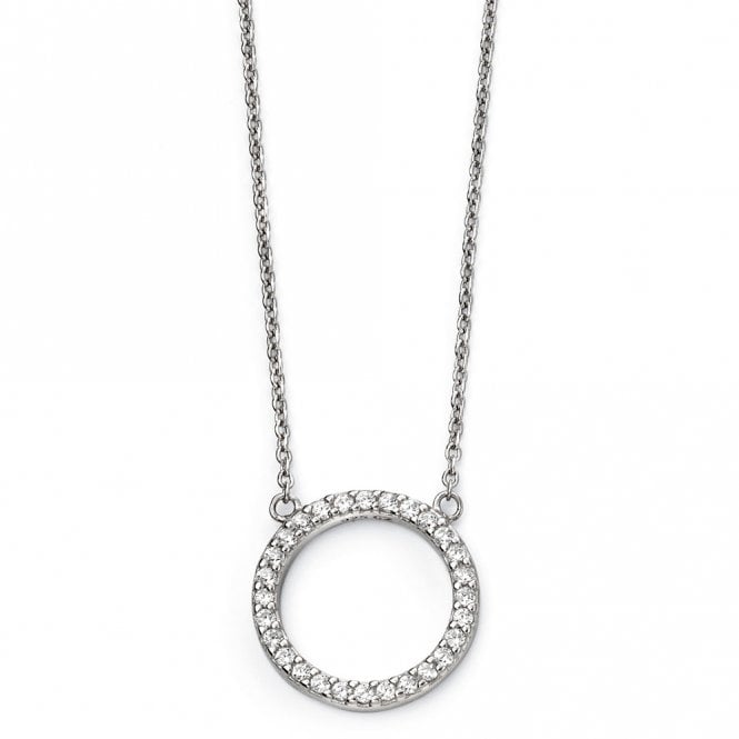 Silver and cubic zirconia circular necklace