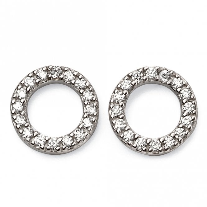 Silver and cubic zirconia circular stud earrings
