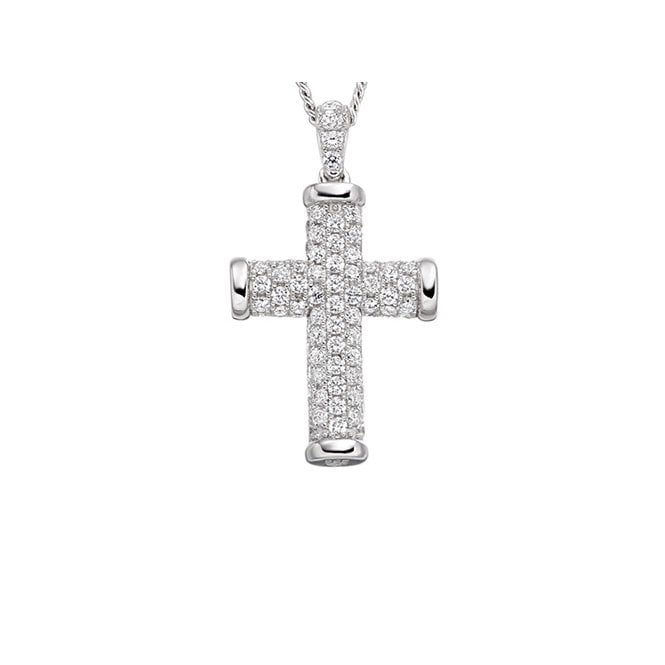 Silver and cubic zirconia cross necklace