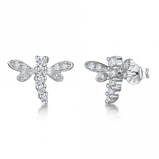 Silver and cubic zirconia dragonfly earrings by Jenny Brown