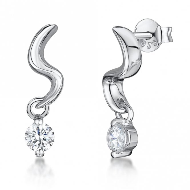 Silver and cubic zirconia drop earrings by Jenny Brown