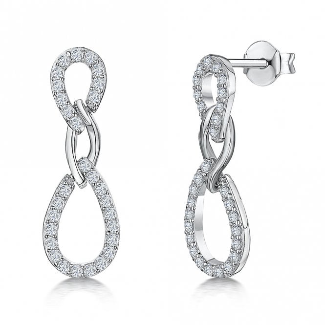 Silver and cubic zirconia drop earrings by Jenny Brown