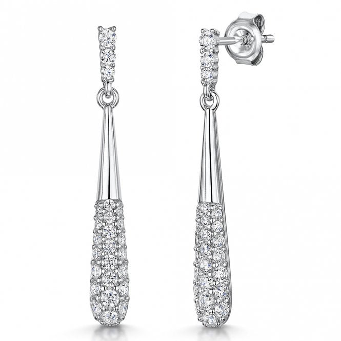 Silver and cubic zirconia drop earrings by Jenny Brown