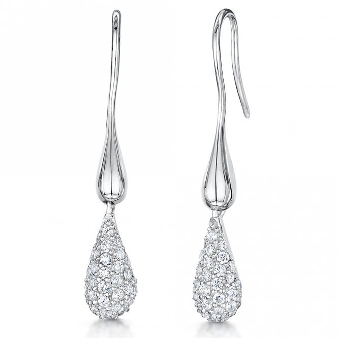 Silver and cubic zirconia drop earrings by Jenny Brown