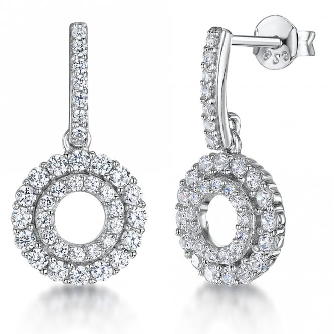 Silver and cubic zirconia drop earrings by Jenny Brown