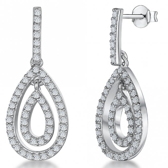 Silver and cubic zirconia drop earrings by Jenny Brown