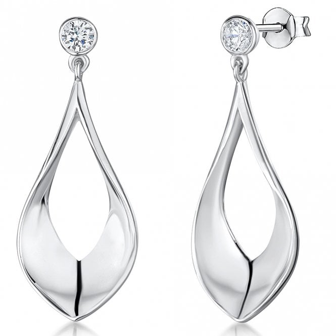 Silver and cubic zirconia drop earrings by Jenny Brown