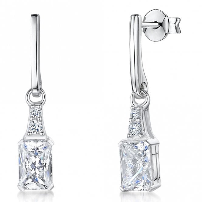 Silver and cubic zirconia drop earrings by Jools