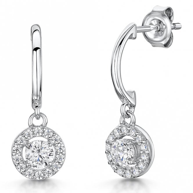Silver and Cubic Zirconia Drop Earrings by Jools