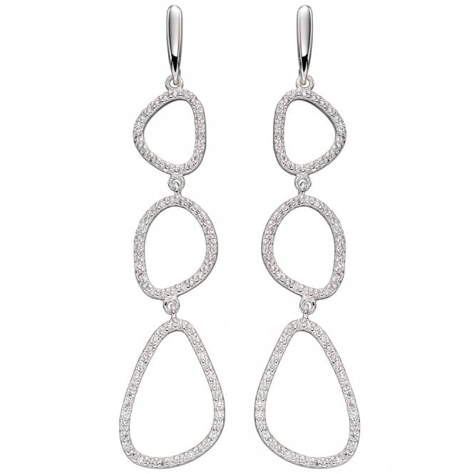 Silver and cubic zirconia drop earrings