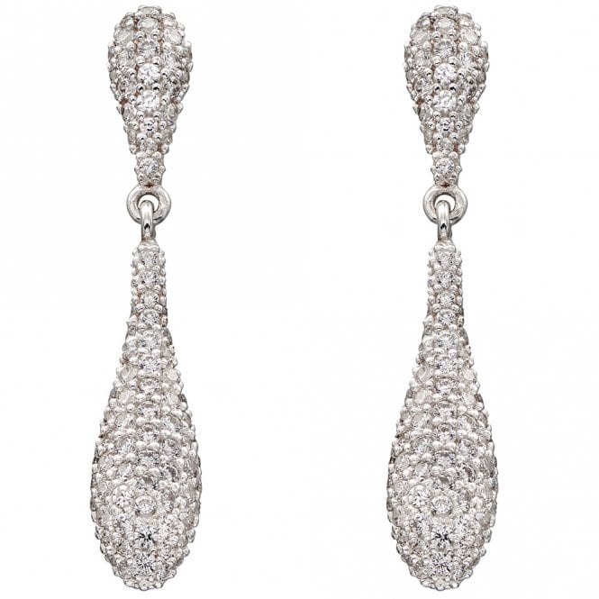 Silver and cubic zirconia drop earrings