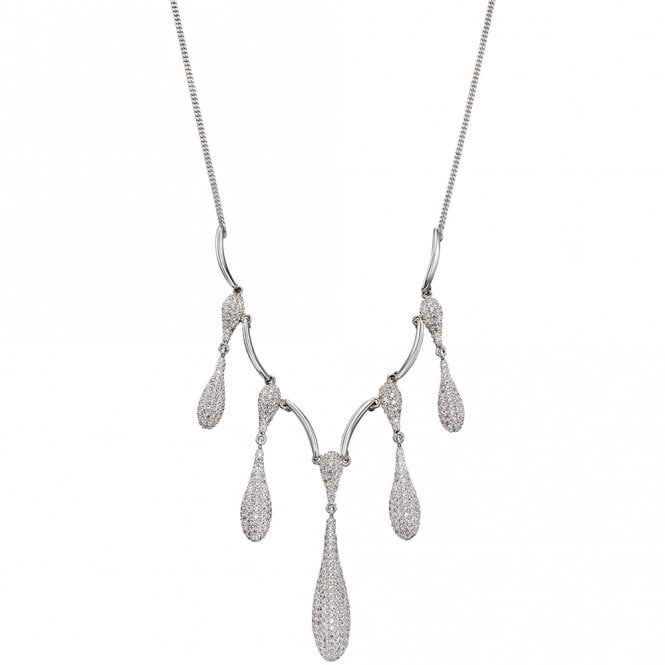 Silver and cubic zirconia drop necklace