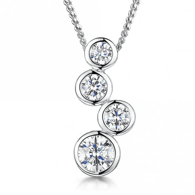 Silver and cubic zirconia drop pendant and chain by Jools