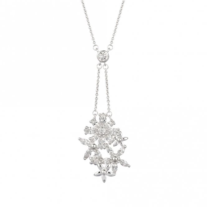 Silver and Cubic Zirconia Floral Necklace