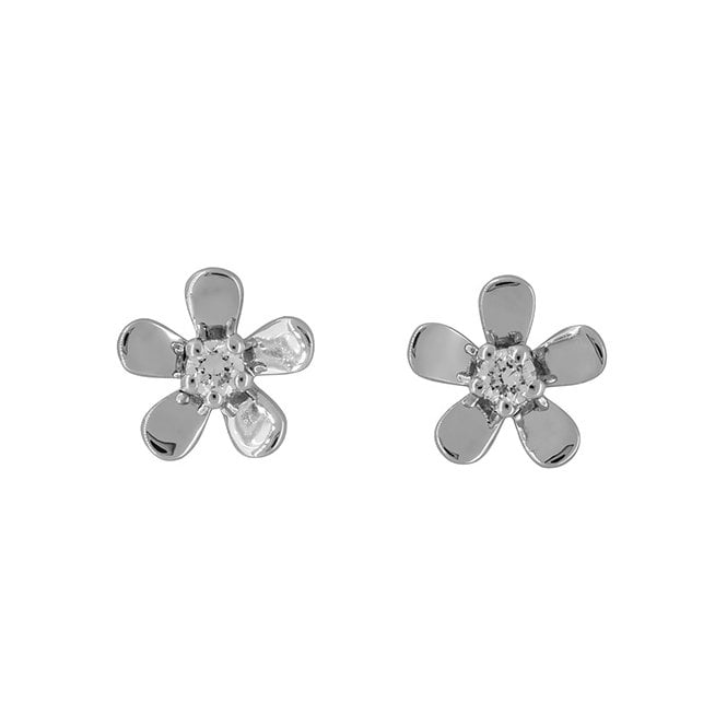 Silver and cubic zirconia flower earrings by Jenny Brown