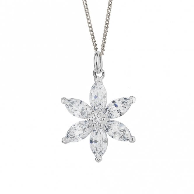 Silver and Cubic Zirconia Flower Pendant