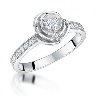 Silver and Cubic Zirconia Flower Ring by Jools