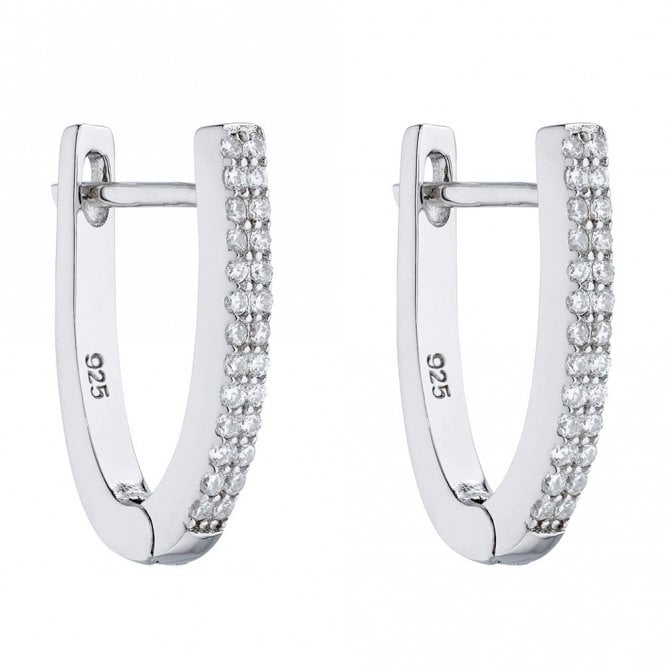Silver and Cubic Zirconia Hinged Hoop Earrings