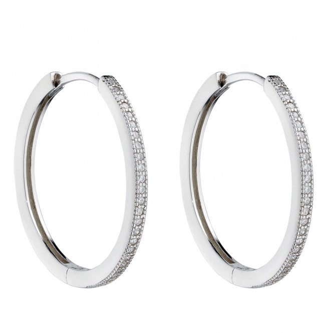 Silver and Cubic Zirconia Hoop Earrings