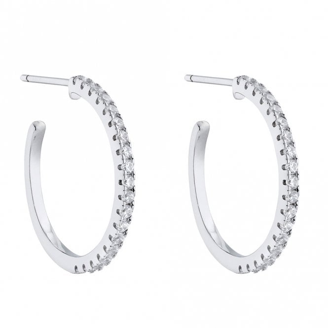 Silver and Cubic Zirconia Hoop Earrings