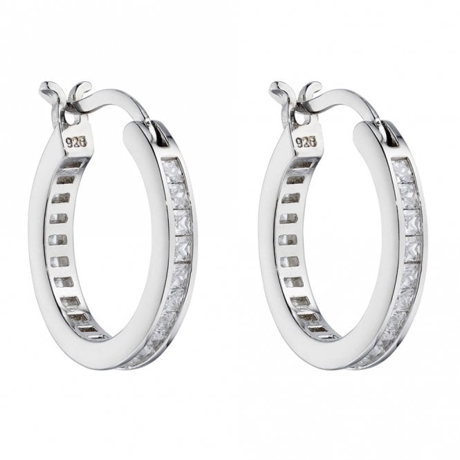 Silver and Cubic Zirconia Hoop Earrings