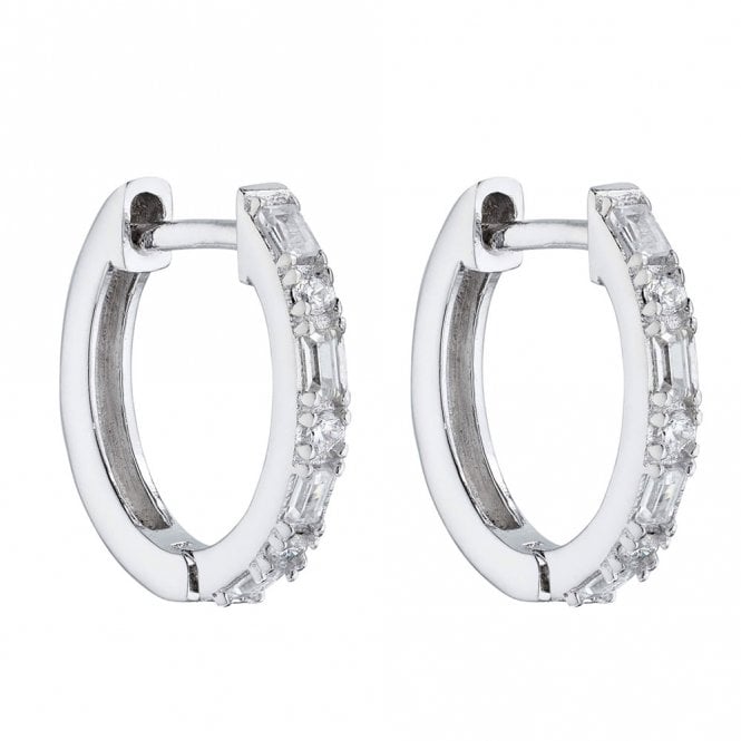 Silver and Cubic Zirconia Huggie Earrings