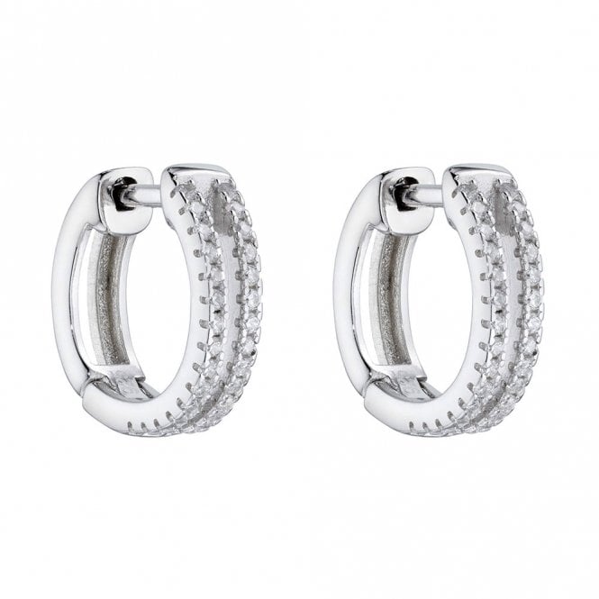 Silver and Cubic Zirconia Huggie Earrings