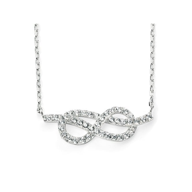 Silver and cubic zirconia infinity necklace