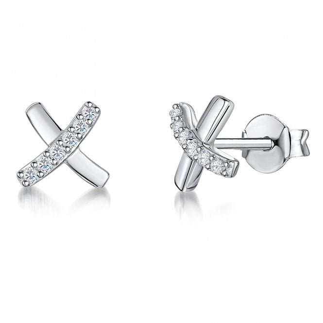 Silver and cubic zirconia kiss earrings by Jools