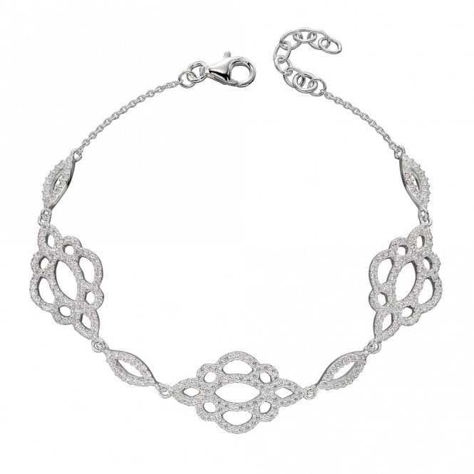 Silver and Cubic Zirconia Lace Effect Bracelet