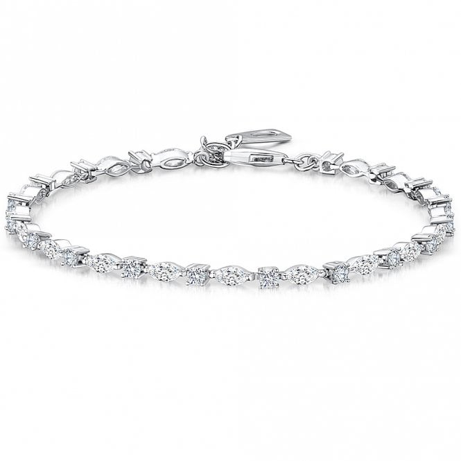 Silver and cubic zirconia line bracelet
