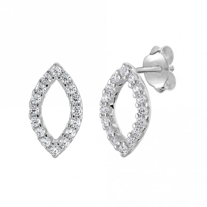 Silver and cubic zirconia marquise earrings by Kit Heath