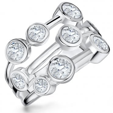 Silver and Cubic Zirconia Multi Strand Ring by Jools