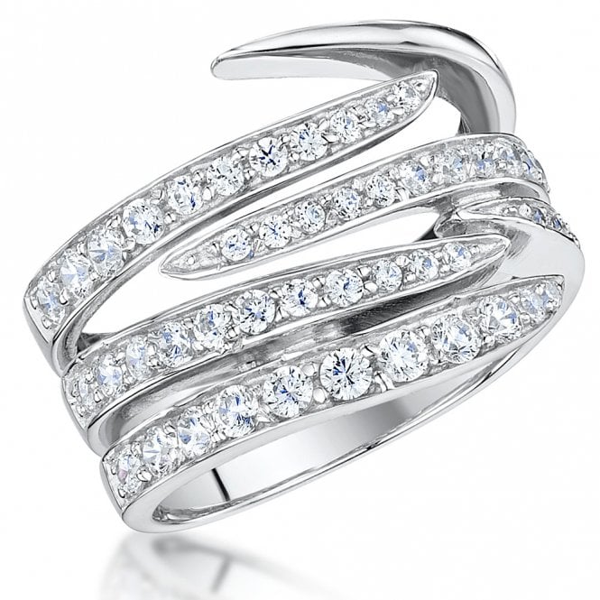 Silver and Cubic Zirconia Multi Strand Ring by Jools