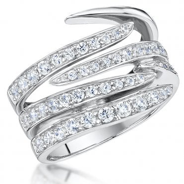 Silver and Cubic Zirconia Multi Strand Ring by Jools