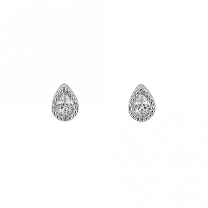 Silver and Cubic Zirconia Pear Shape Stud Earrings