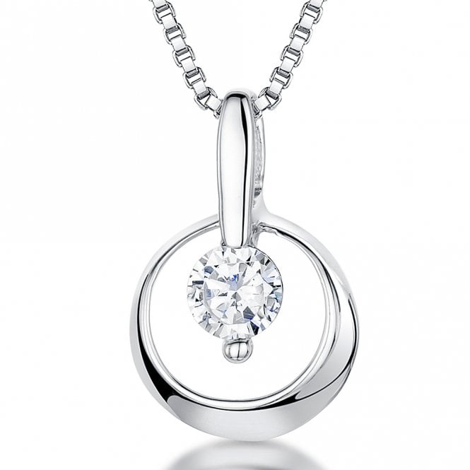 Silver and cubic zirconia pendant and chain by Jools