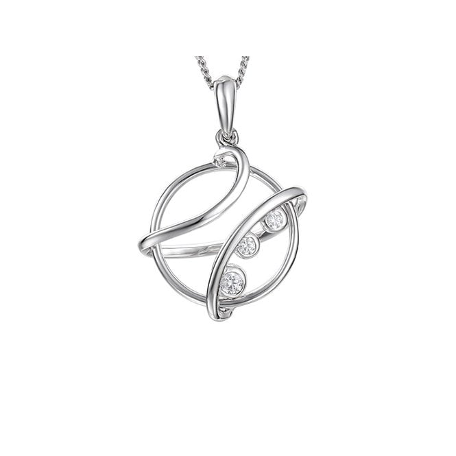 Silver and cubic zirconia pendant and chain