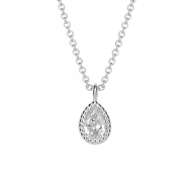 Silver and Cubic Zirconia Pendant and Chain.