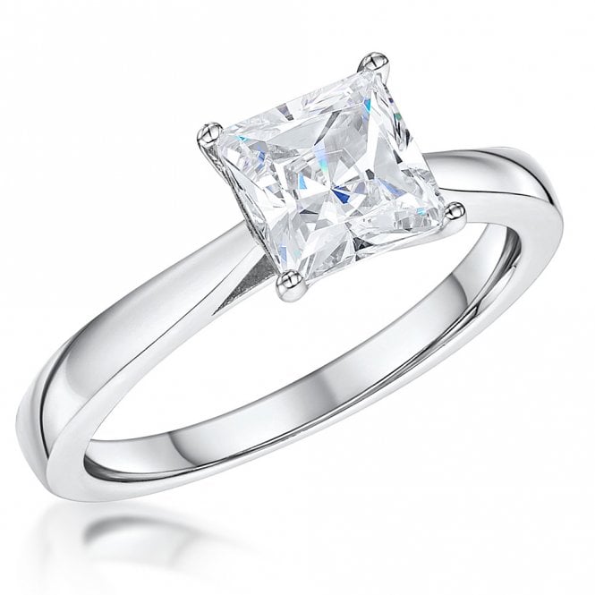 Silver and cubic zirconia princess solitaire ring by Jenny Brown