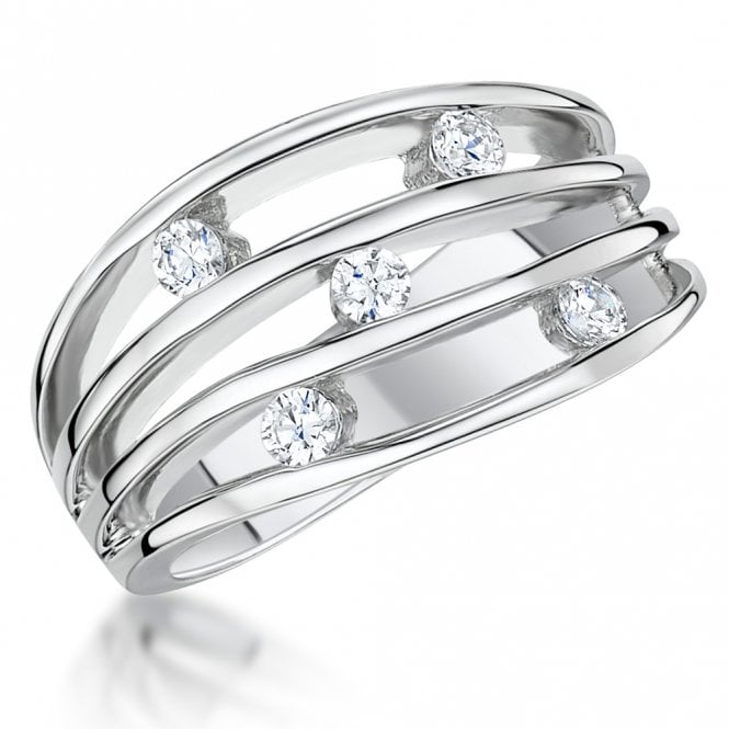Silver and cubic zirconia ring by Jenny Brown