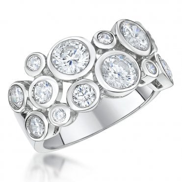 Silver and Cubic Zirconia Ring by Jools