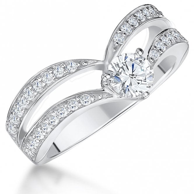 Silver and Cubic Zirconia Shaped Ring by Jools