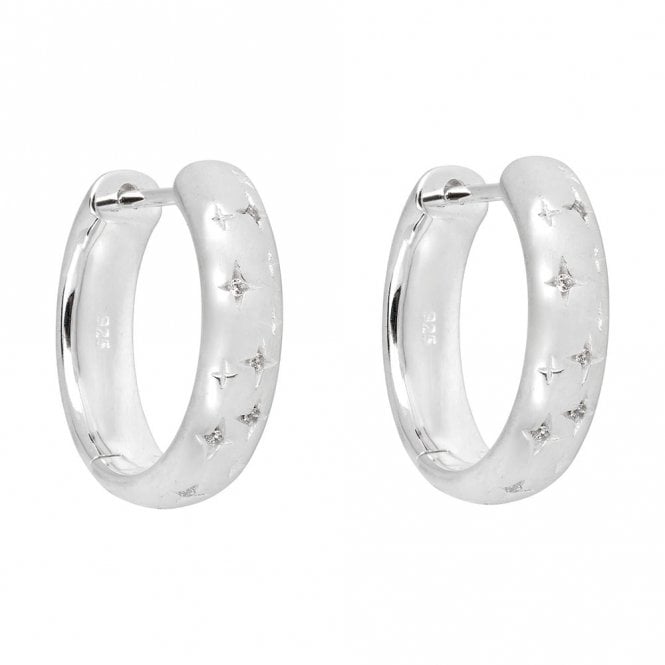 Silver and Cubic Zirconia Starry Night Huggie Earrings