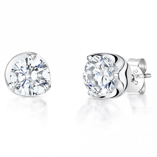 Silver and cubic zirconia stud earrings by Jenny Brown