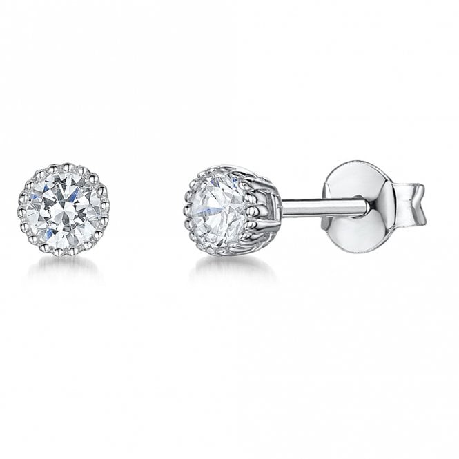 Silver and cubic zirconia stud earrings by Jools