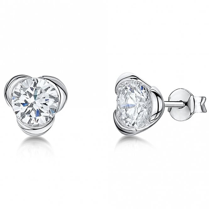 Silver and cubic zirconia stud earrings by Jools